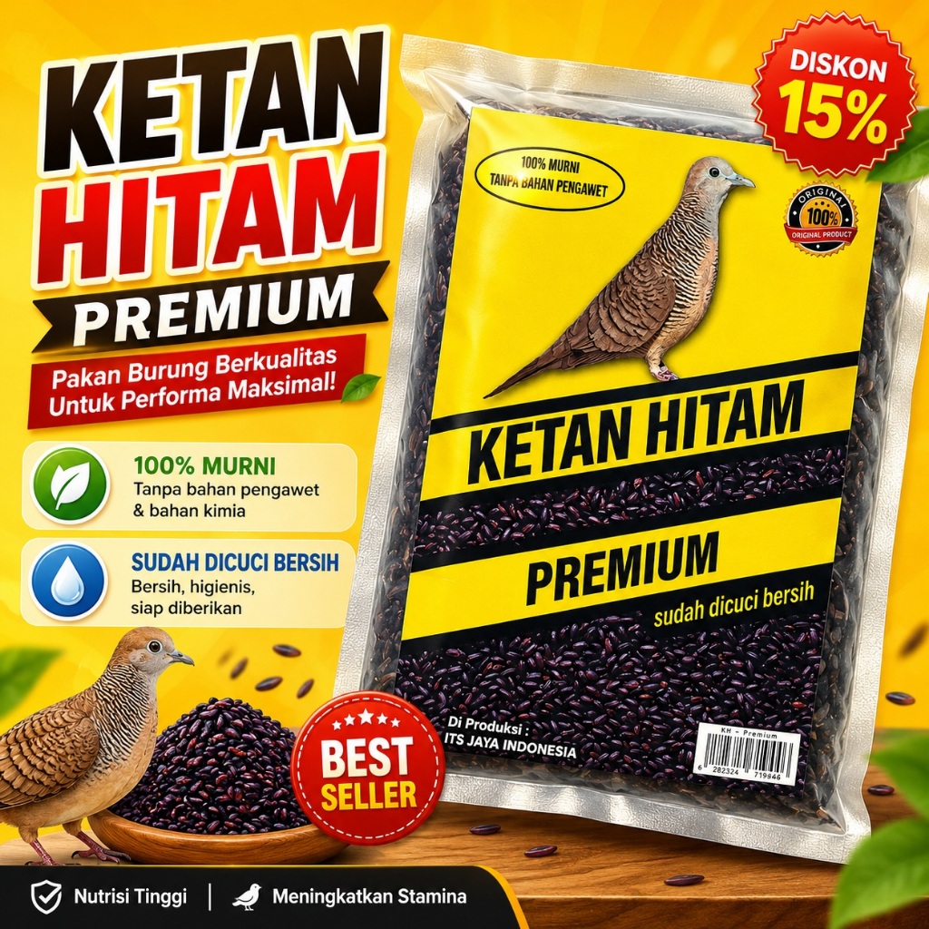 Ketan Hitam Premium Pakan Perkutut | Pakan Burung Perkutut Lokal Bangkok Berkualitas