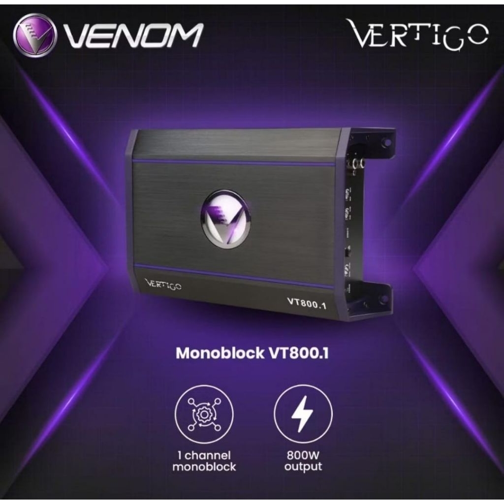 Power mobil monoblok 1 channel venom vertigo vt-800.1 original garansi resmi