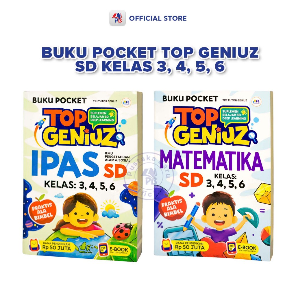 Buku Buku Pocket Top Genius IPAS / Matematika  SD Kelas 3 4 5 6  Praktis Ala Bimbel / FORUM EDUKASI