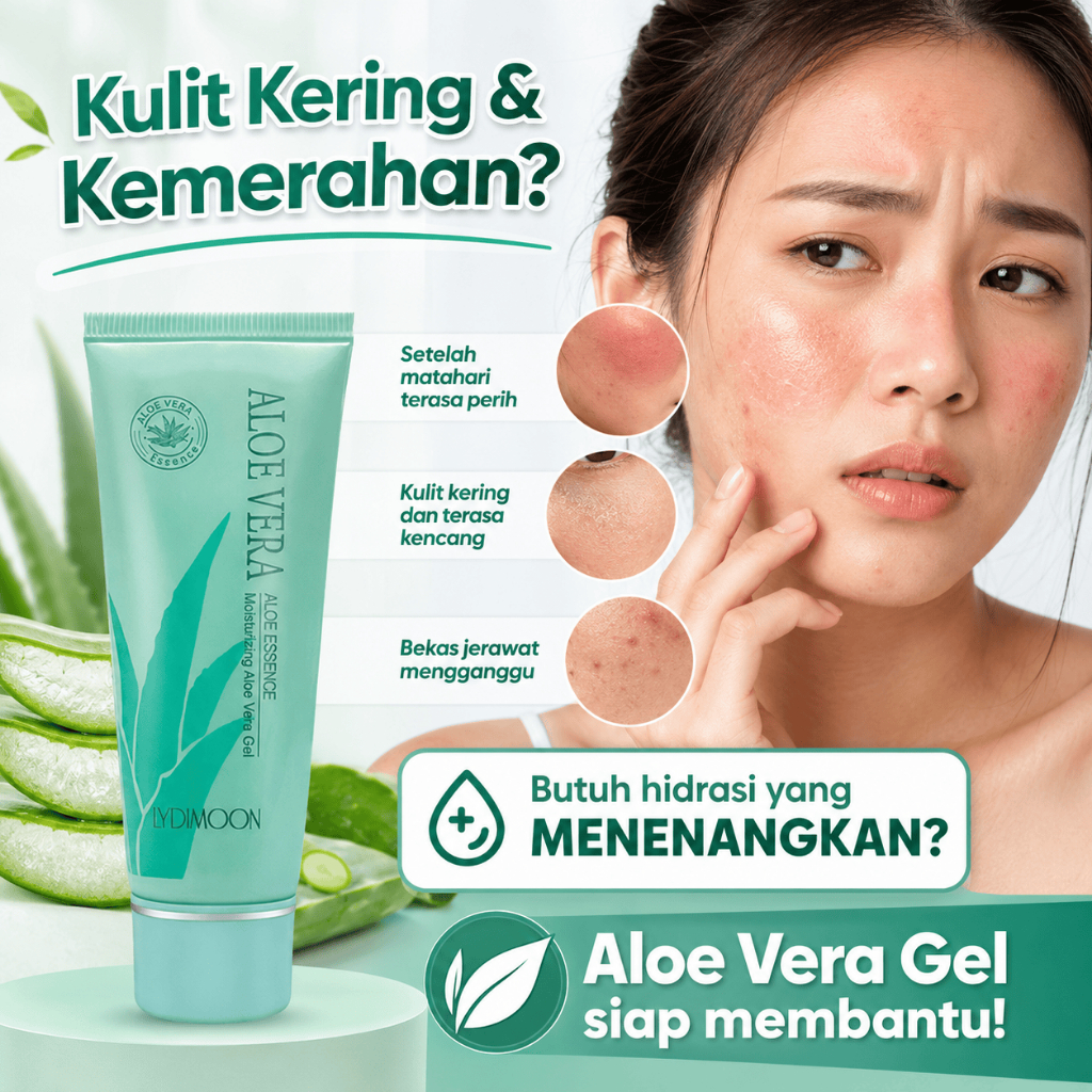 Aloe Vera Gel Krim Lidah Buaya ORI Pelembap Wajah dan Badan Perawatan Kulit Kering Bekas Jerawat Soo