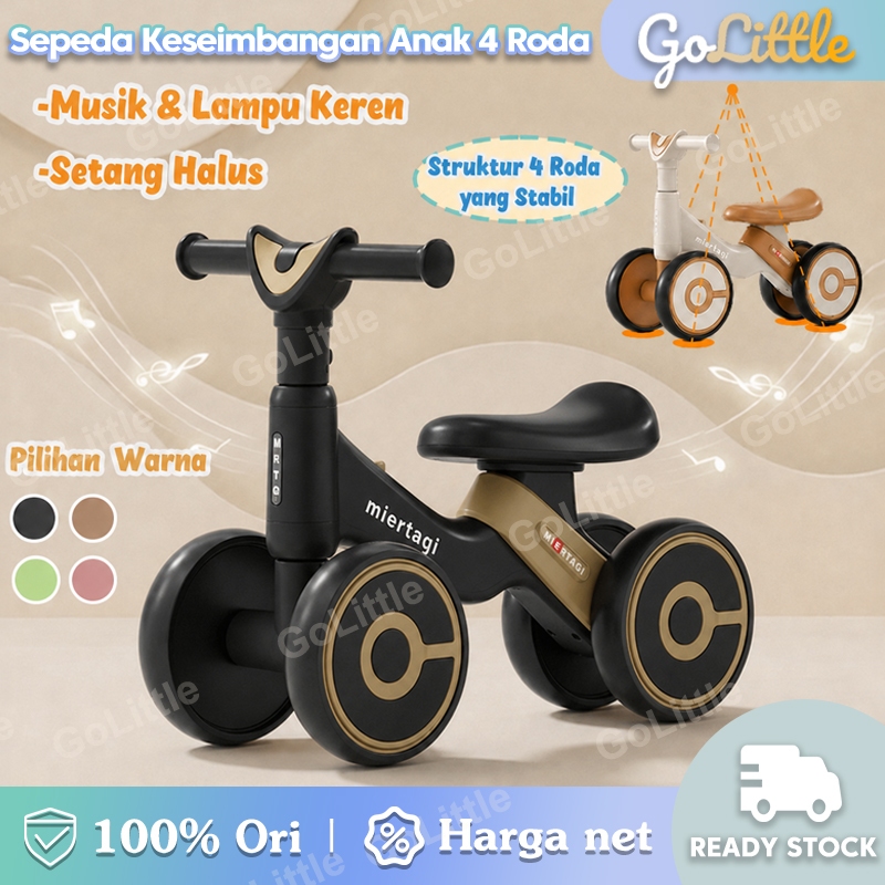 GoLittle Sepeda Keseimbangan Anak 2-7 Tahun | Balance Bike Roda 4, Mainan Dorong Anak, Ergonomis & A