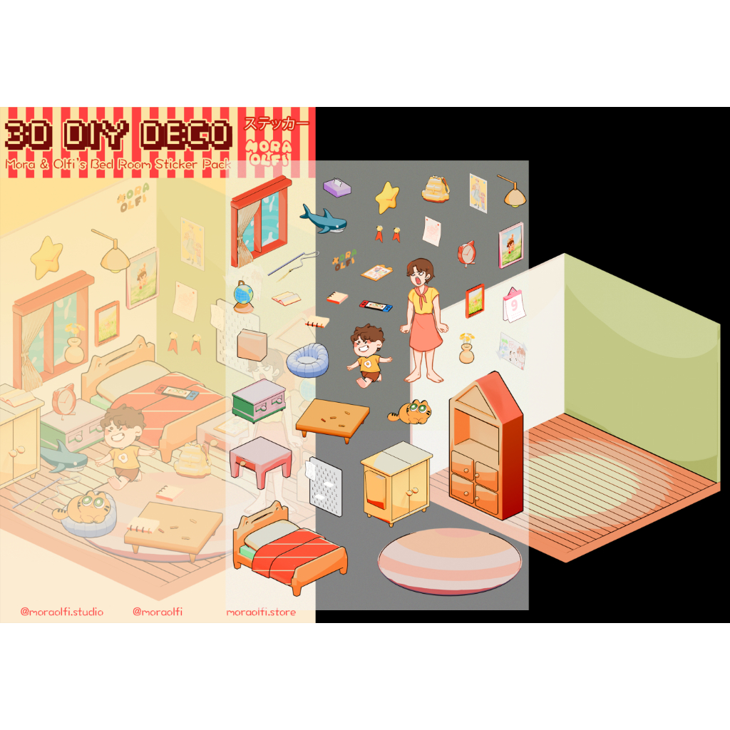 MORA AND OLFI DIY Sticker Sheet / Stiker Tempel Kiss Cut Dekorasi 3D