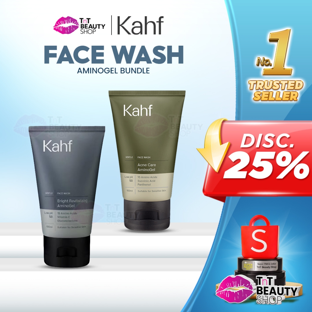 [Bundling Kahf Paket  2IN1 COMBO DAY & NIGHT] Complete Acne Care & Brightening Face Wash Pack 100 ml