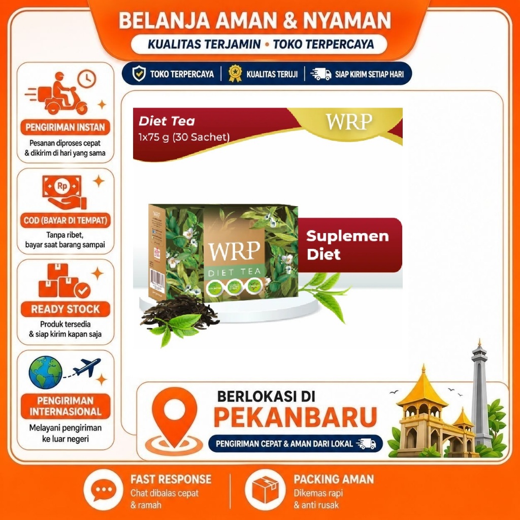 [METTA] pekanbaru/WRP Diet Tea 30 Sachet Teh Hijau Pelangsing 75 Gram Green Tea Untuk Diet Halal