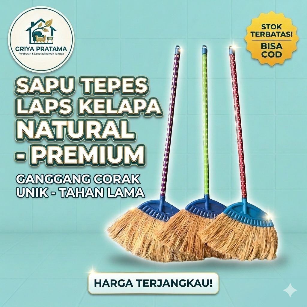 Sapu Lantai Ijuk Murah Tepes Sabut Kelapa / Sapu Ijuk Tepes / Sapu Tepes Kelapa