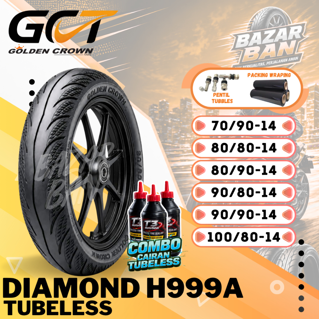(PRODUKSI TERBARU) BAN DIAMOND H999A TUBELESS / ( 70/90 - 80/90 - 90/90 - 80/80 - 90/80 - 100/80 ) R
