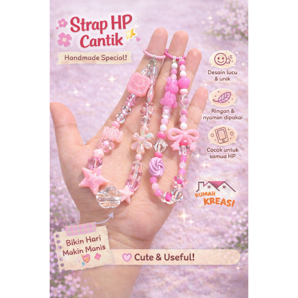 PS-1P Phone Strap / Mainan Hp / Phone Charm / Gantungan Hp Custom - Pink Series 1