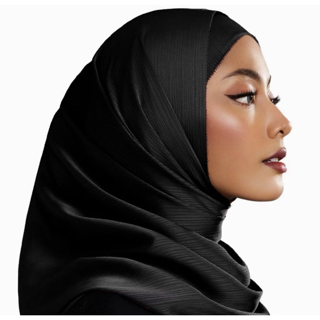 Lafiye Premium Textured Silk Scarf Pashmina - Black