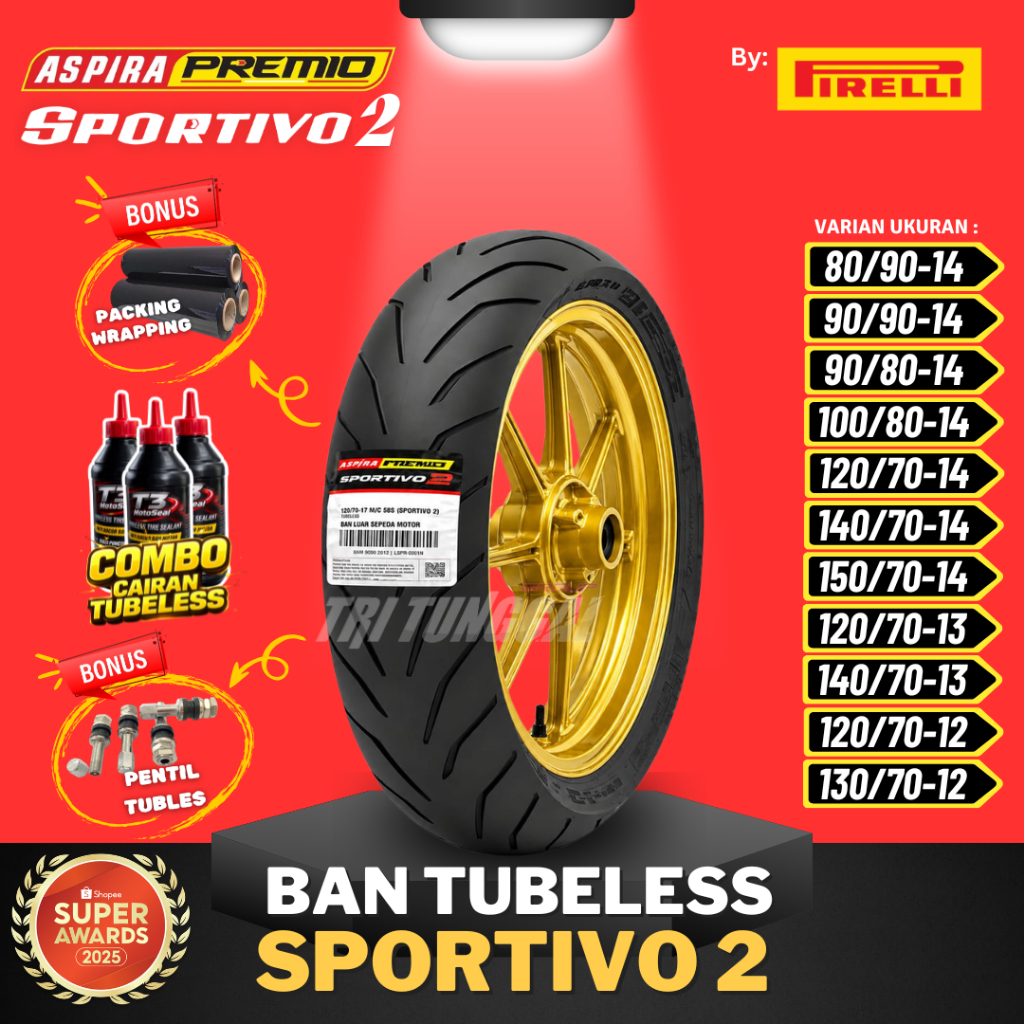 [READY COD] BAN ASPIRA PREMIO SPORTIVO 2 TUBELESS MEDIUM SOFT COMPOUND RING 13 / RING 14 / RING 15 /