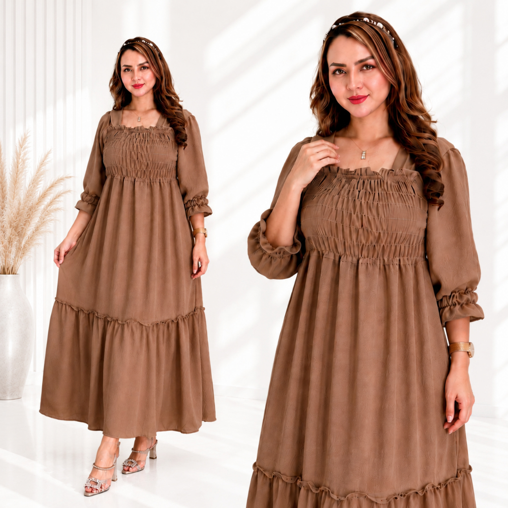 Dress Mall Daster Kekinian Fuji Smok Full Kerut Midi Dres Crinkle Airflow Premium Original All size