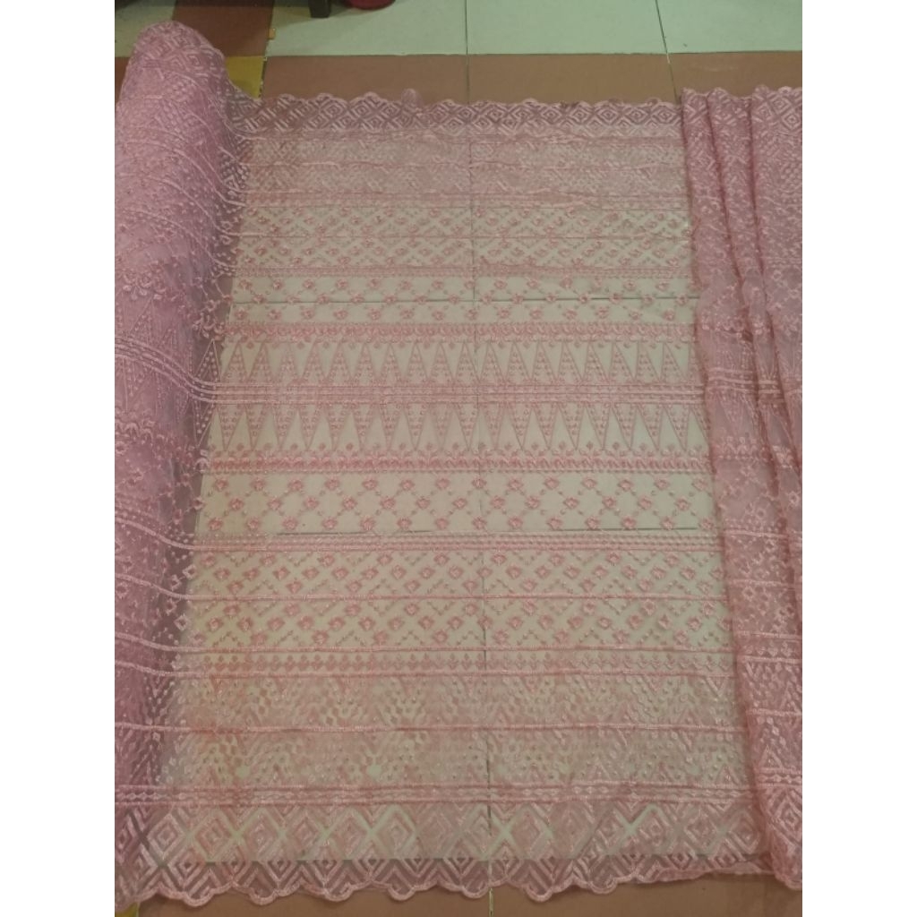 BAHAN ORGANZA BORDIR MOTIF SAPTO Harga 50 cm