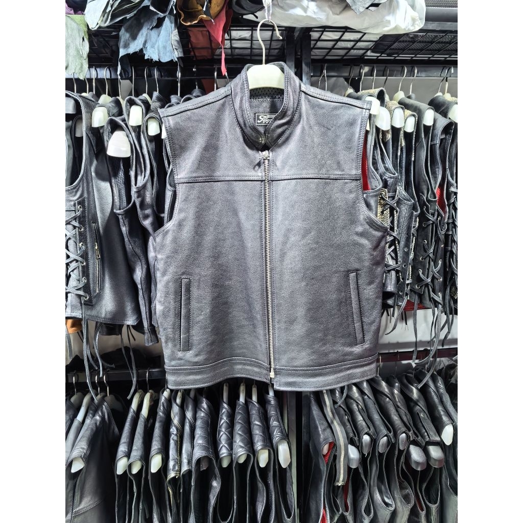 Rompi Kulit Biker Iron Vest Kulit asli original Asgarito