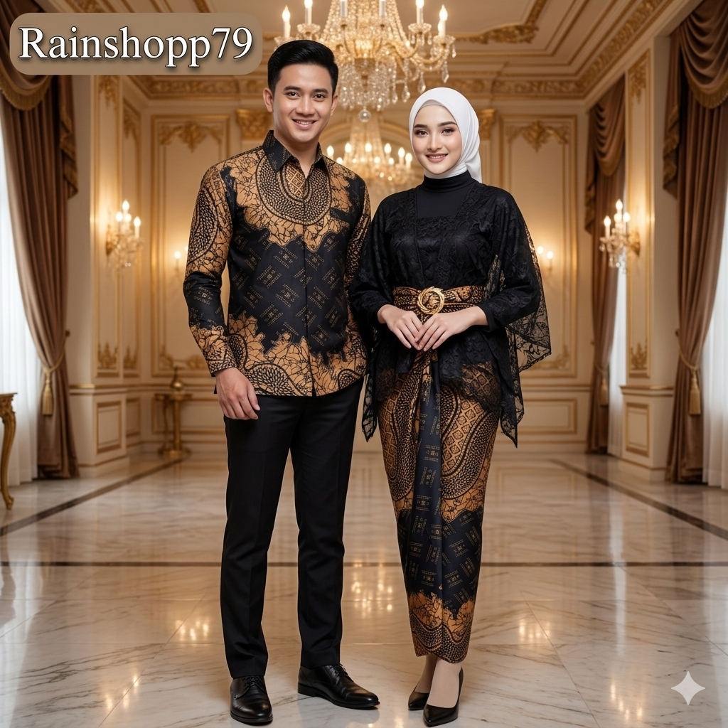 Baju Couple Kemeja Batik Pria Dan Wanita PREMUIM Kondangan tunangan pesta terbaru 2026 set kemeja+ro