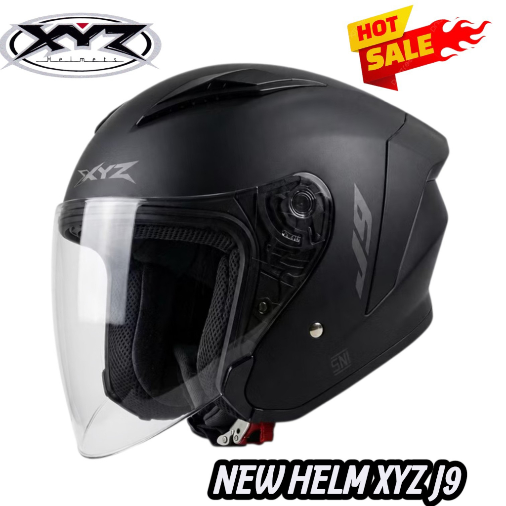 Helm Half Face XYZ J9 Solid Hitam DOFT Dewasa Pria Wanita SNI