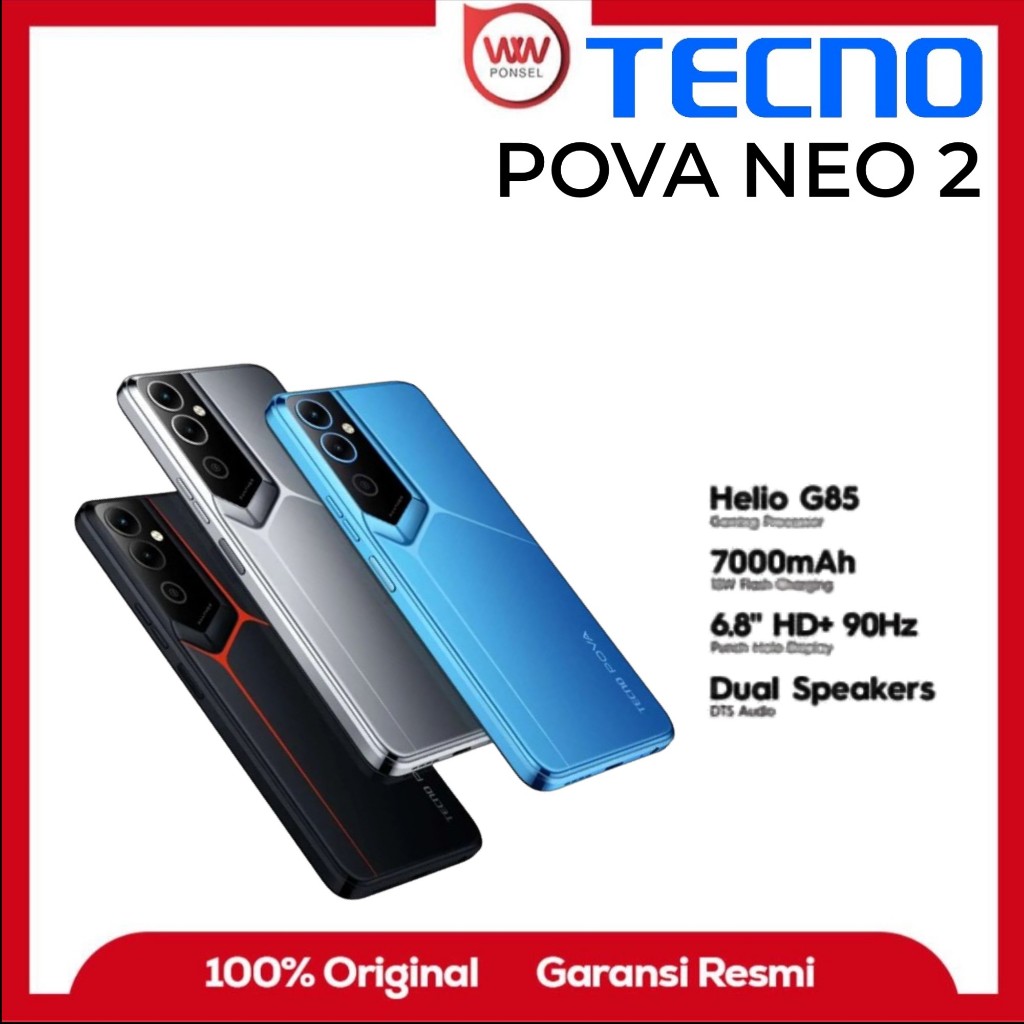 HP Tecno Pova Neo 2 Ram 4GB Internal 128GB [Helio G85, 6.82" HD+ 90Hz, NFC, 7000mAh 18W, Android 12]