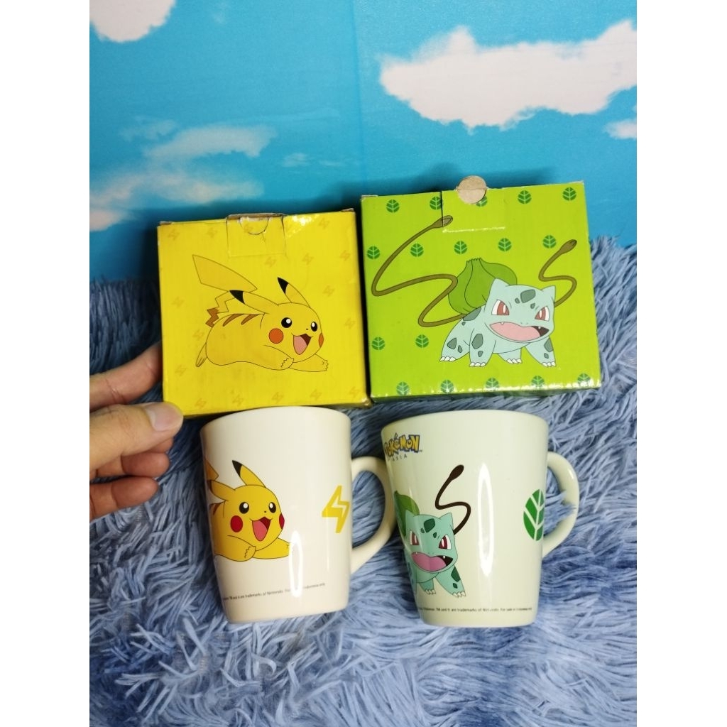 MUG POKEMON ASIA COLLAB INDOMARET MUG PIKACHU & BULBASAUR POKEMON ASIA ORIGINAL NINTENDO MUG
