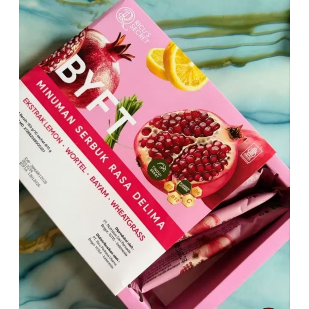 ORIGINAL 100% 1 box = 10 sachet RICU'S Secret Delima ByeFat ByFt Fiber minuman diet dan penurun bera