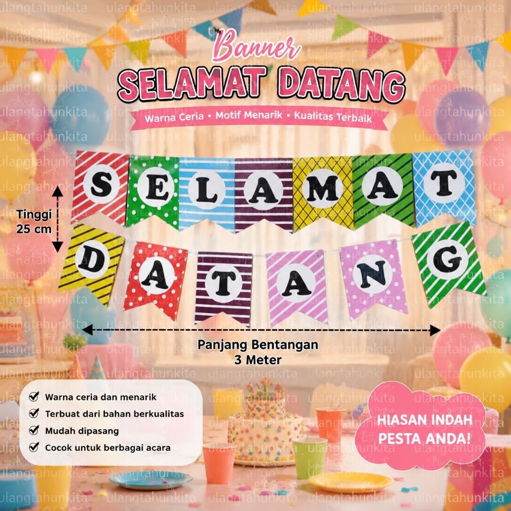 (Big Size)Banner Selamat Datang Besar, Bunting Flag Selamat Datang,Banner Karton Selamat Datang