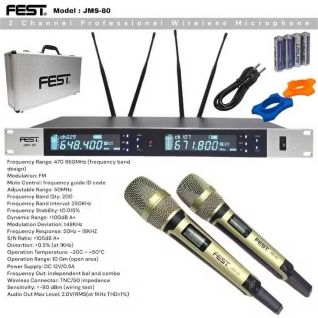 FEST JMS-80 (2 Channel Professional Wireless Microphone)