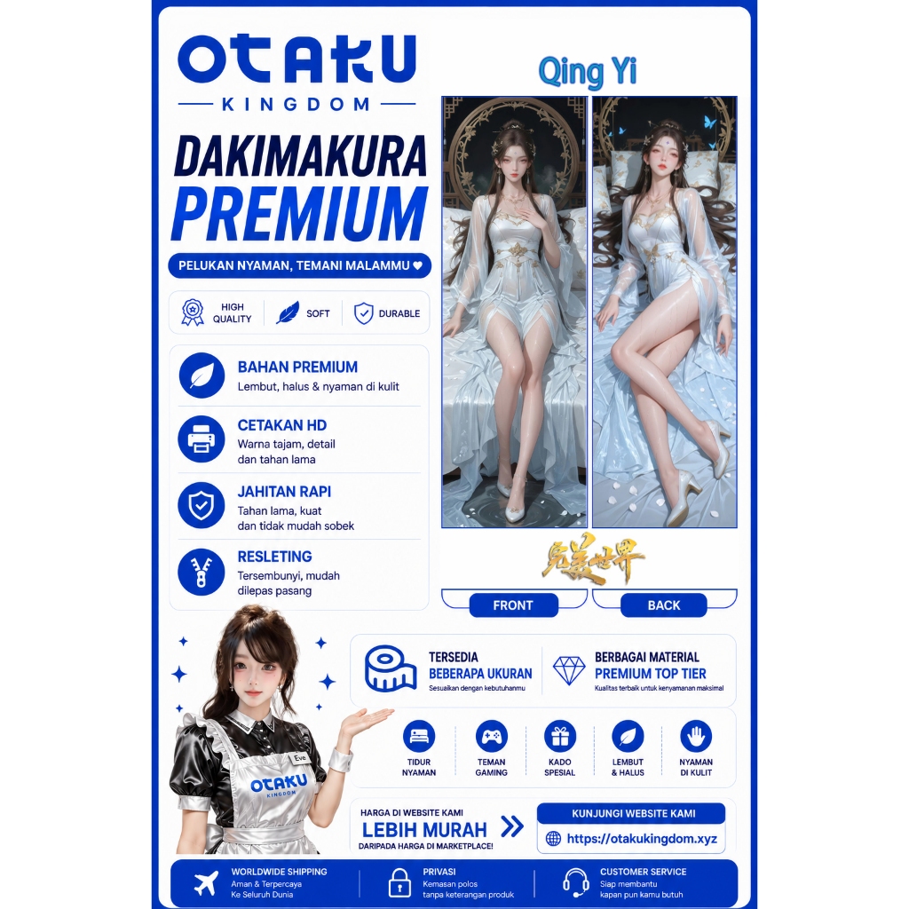 Sarung Bantal Dakimakura 3D Art Pillow Cover Only Qing Yi - Perfect World / Wan Mei Shijie By Otaku 