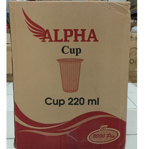 1 dus gelas kopi gelas plastik merek alpha dan sps uk 220ml
