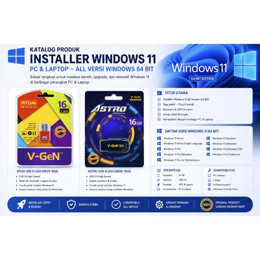 USB INSTALLER BOOTABLE WINDOWS 11 ALL VERSI