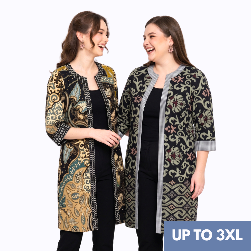 Blazer Batik Wanita - Atasan Batik - Bhatara Batik Alisha - Blazer Batik Modern Lengan Panjang