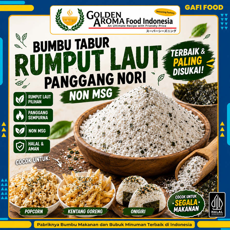 Bumbu Tabur Rumput Laut Panggang Nori NON MSG 1 Kg Bubuk Roasted Seaweed 1 Kg Premium NON MSG Halal