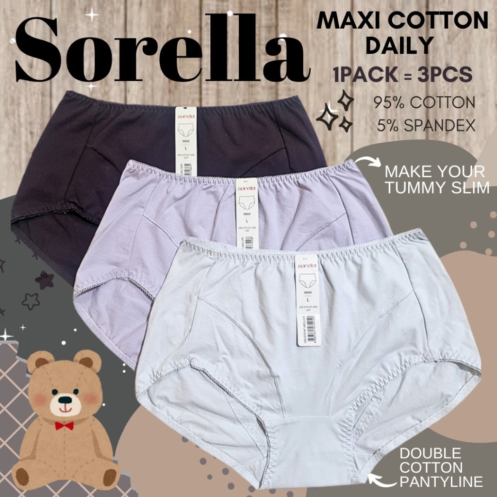 sorella cotton maxi daily panty pack/celana dalam wanita bigsize  branded katun