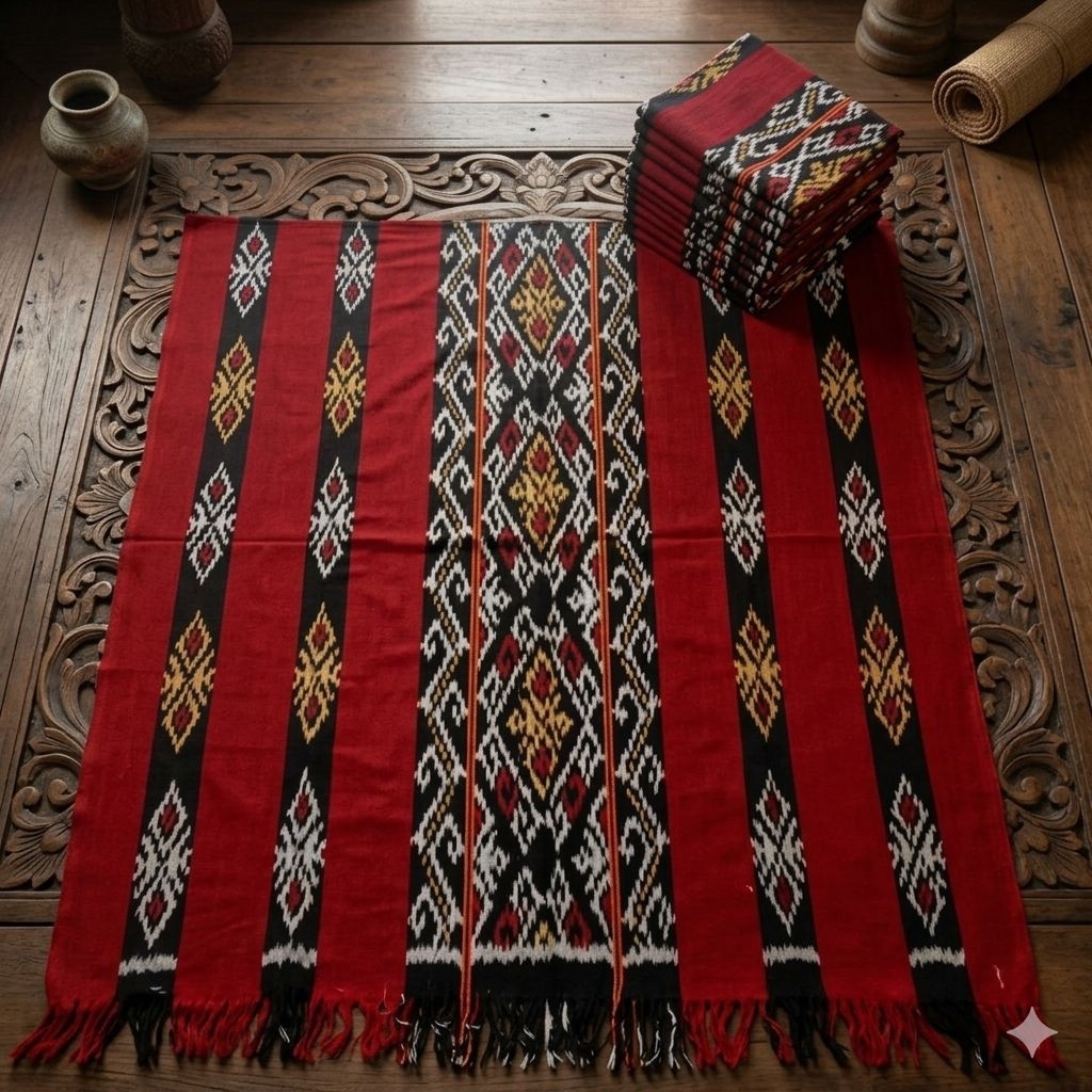 KAIN TENUN JEPARA SUPER WARNA MERAH