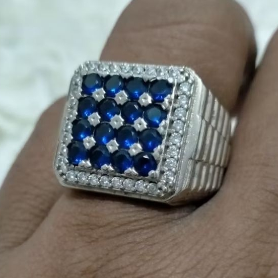 CINCIN BATU PERMATA ELEGAN, white topaz, emerald green, royal blue, orange saphire, Red ruby, cubicz