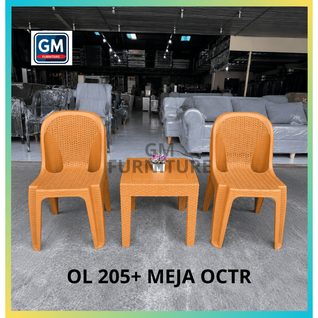 OLYMPLAST - SET 2 KURSI PLASTIK OL 205+ 1 MEJA OCTR/SETT KURSI PLASTIK SENDER OLYMPLAST
