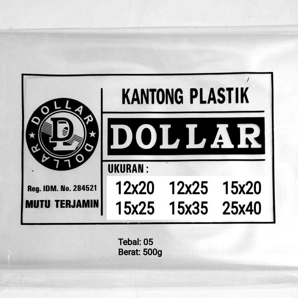 Kantong Plastik PP Dollar Bening 12x20 12x25 15x20 15x25 15x35 25x40 Tebal 05 Berat 500 gr / Plastik