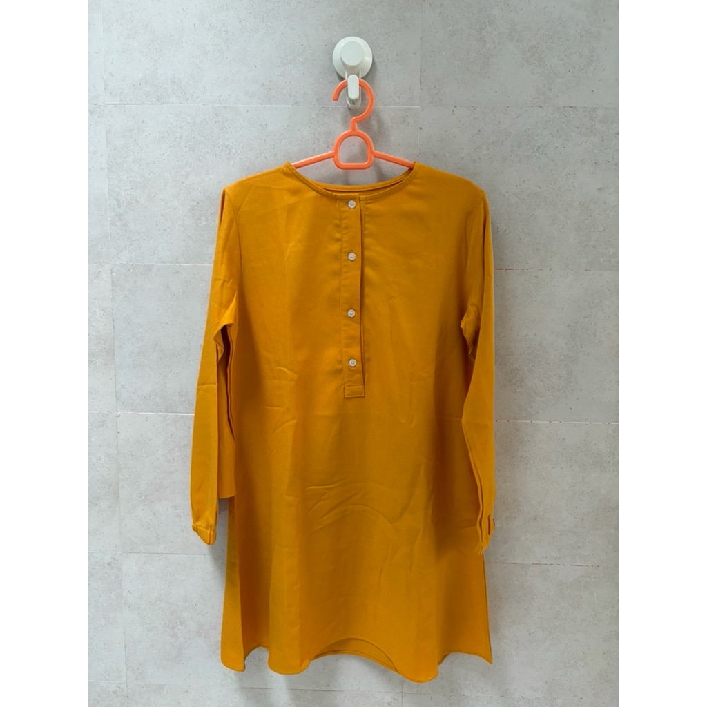 preloved blouse baju atasan wanita busui friendly akses menyusui baju kantor kuning kunyit yellow