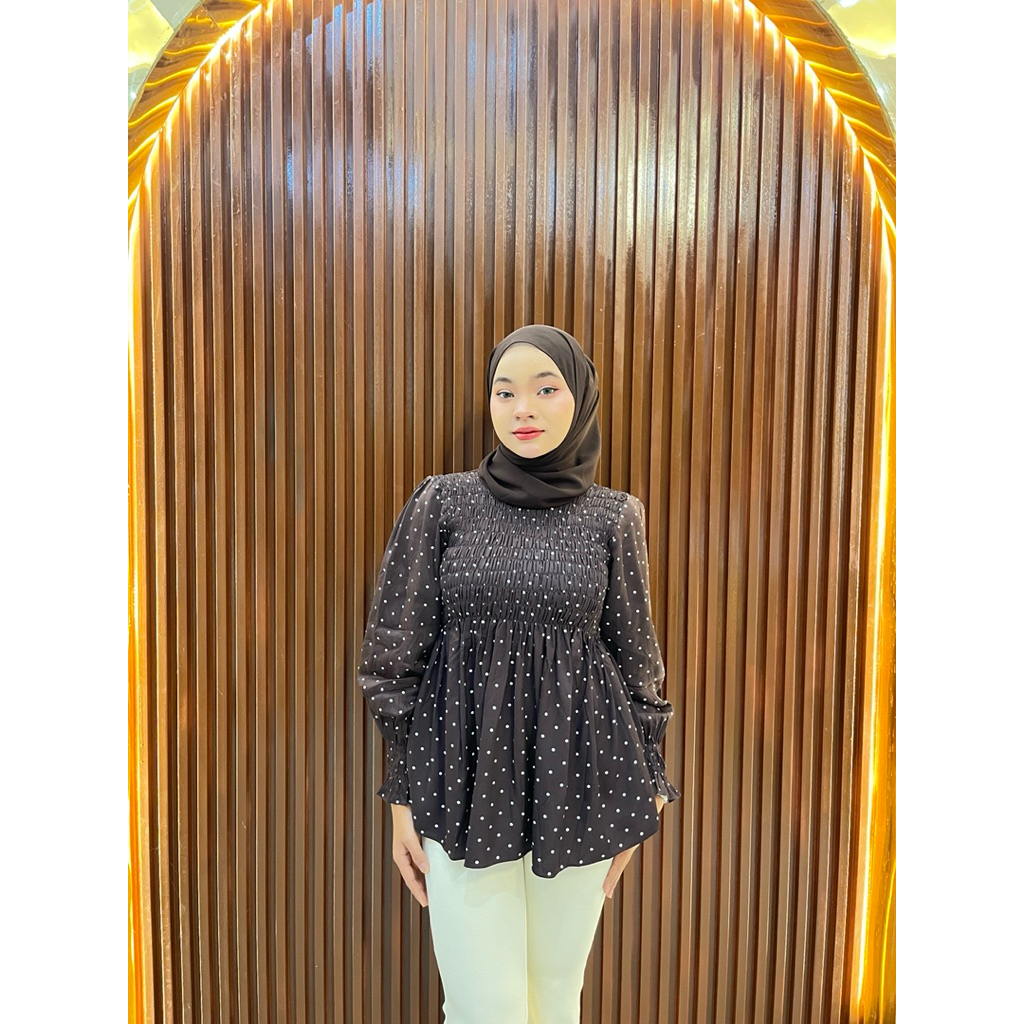 AMIFA BOUTIQE-  BLOUSE POLKADOT BABY DOLL PREMIUM QUALITY