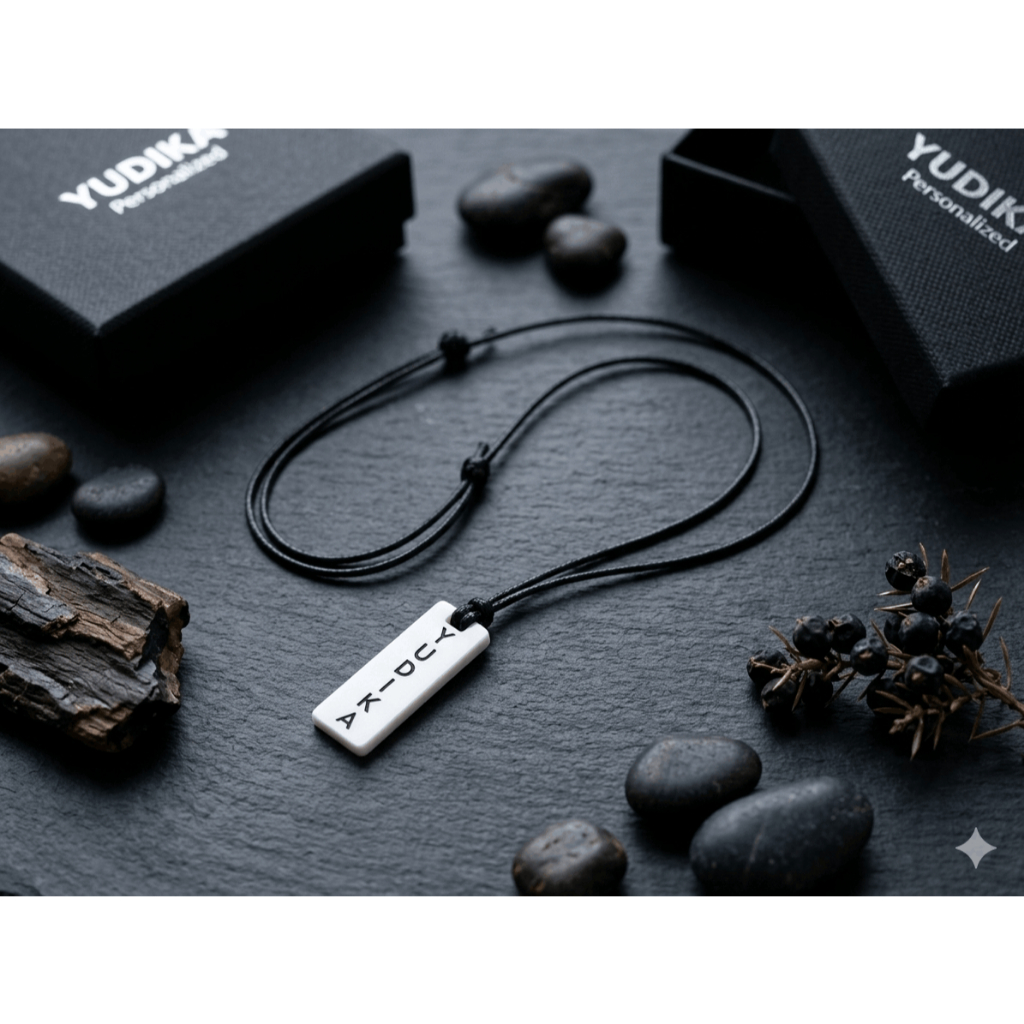 Kalung Akrilik Custom Nama/Logo - Kalung Tali Hitam Korea Waterproof Minimalis - Liontin Akrilik Cus
