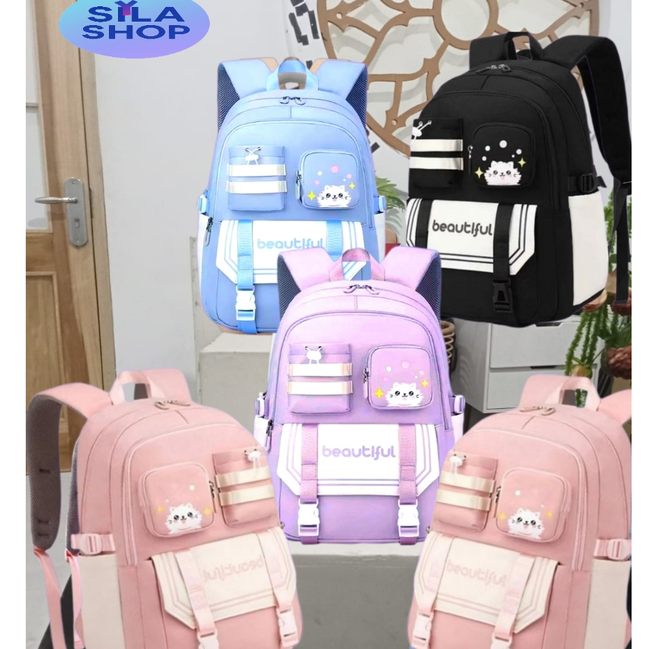 Tas Ransel Anak Sekolah Wanita & Laki2 SD SMP SMA Tas Backpack Kekinian-SIYLA FESYEN
