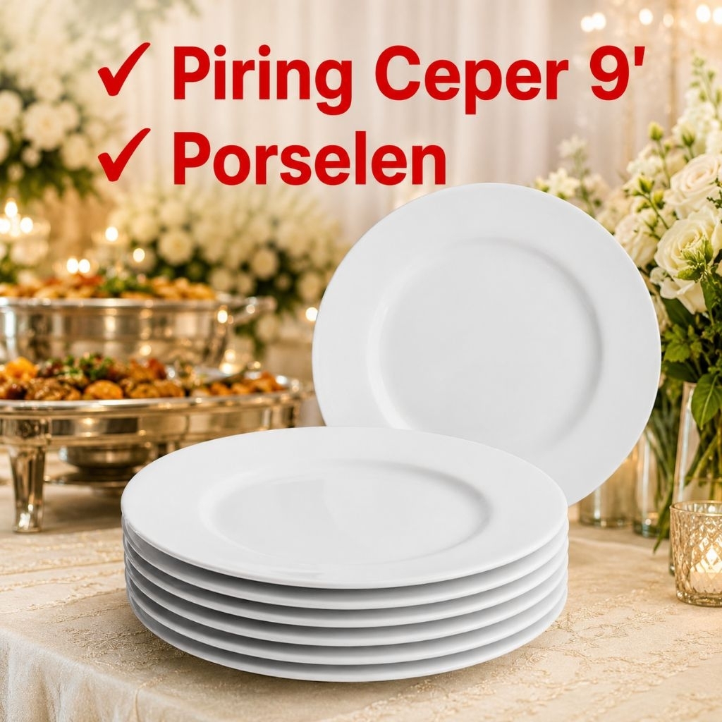 Piring Ceper Porselen 9inch/ Dinner Plate Piring Makan Porselen