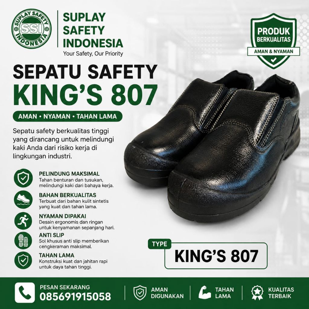 SEPATU DARI SAFETY KINGS KWD 807X HITAM/BLACK - SEPATU PROYEK - SEPATU KERJA