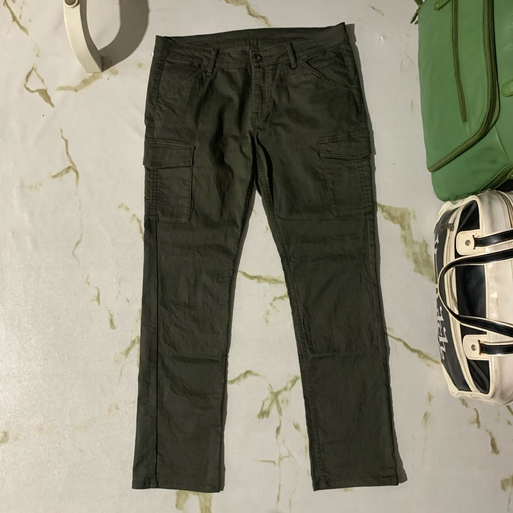 Celana Panjang Chino Wanita Cargo Pants Hijau Army
