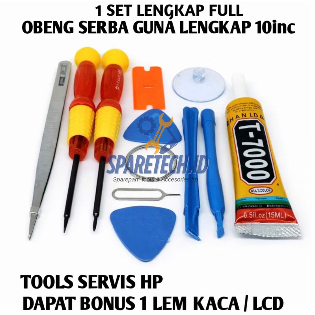 Obeng Set 10 in 1 Tools Service Hp Lengkap 10 in 1 Fullset Original Alat Reparasi Dapat Lem Lcd Touc