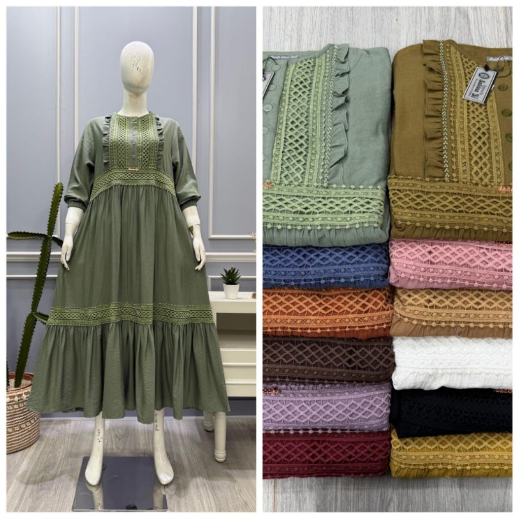 Midi Dres cringkel renda  by salvina ys