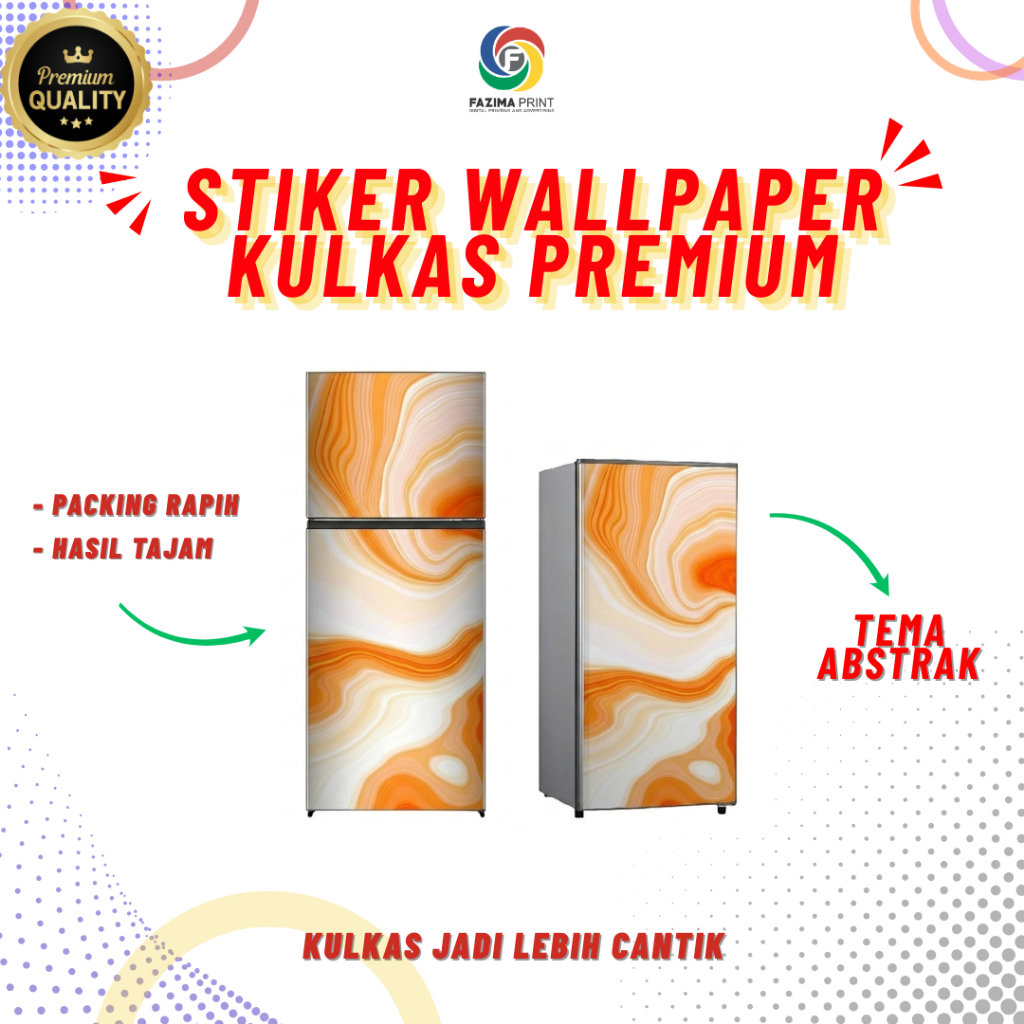 Stiker Kulkas 1 Pintu, Stiker Kulkas 2 Pintu, Stiker Kulkas Motif Abstrak, Premium Tahan Air