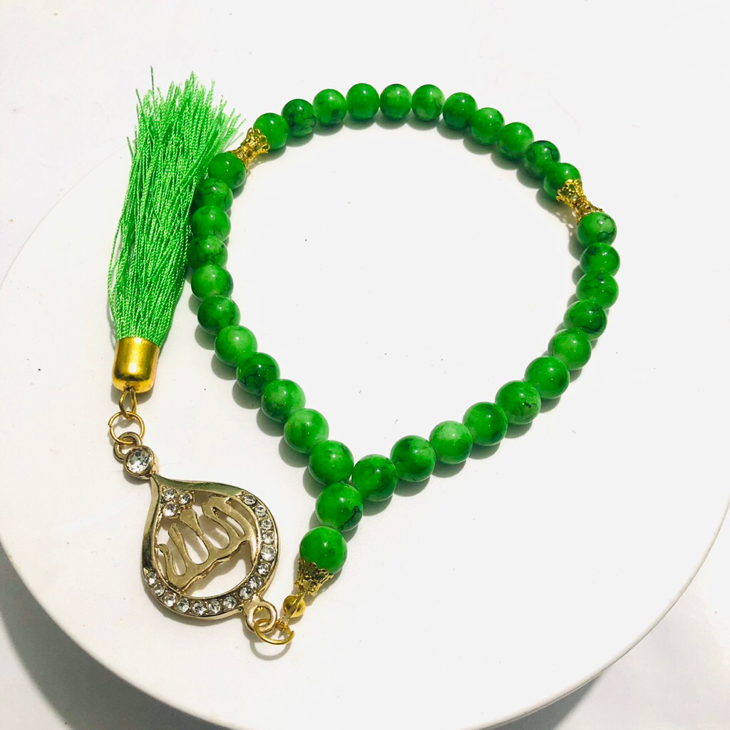 TASBIH BATU PIRUS lapat Allah hijau 33