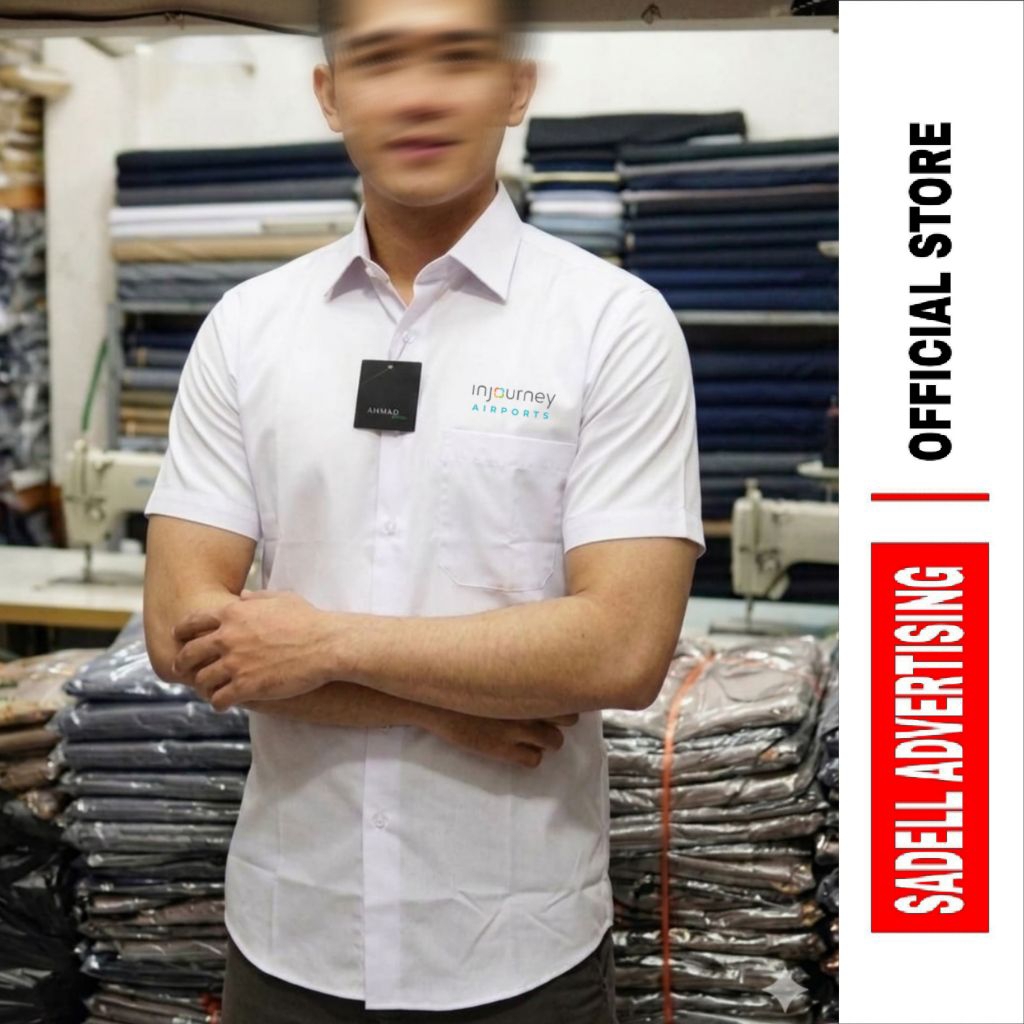 INJOURNEY AIRPORTS Kemeja Alisan INJOURNEY AIRPORTS Seragam Alisan INJOURNEY AIRPORTS Putih Lengan P