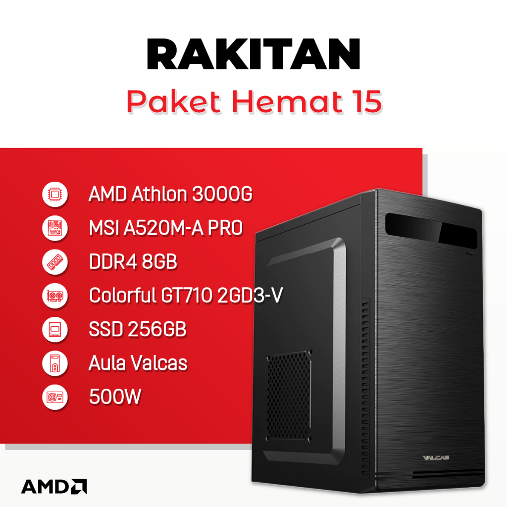 Komputer Rakitan Paket Hemat 15 AMD Athlon 3000G