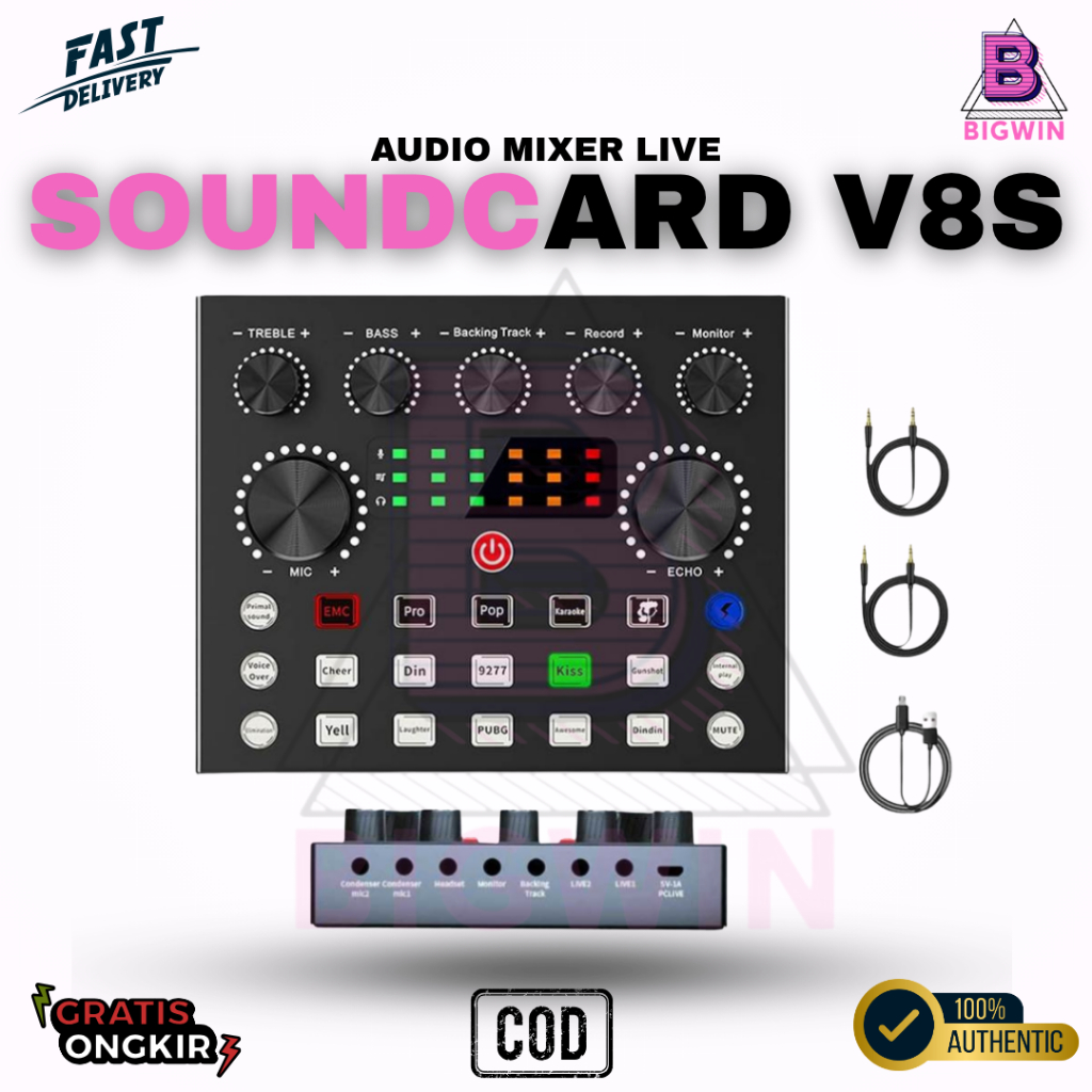 SOUNDCARD V8S MIXER AUDIO LIVE USB EXTERNAL MIXER