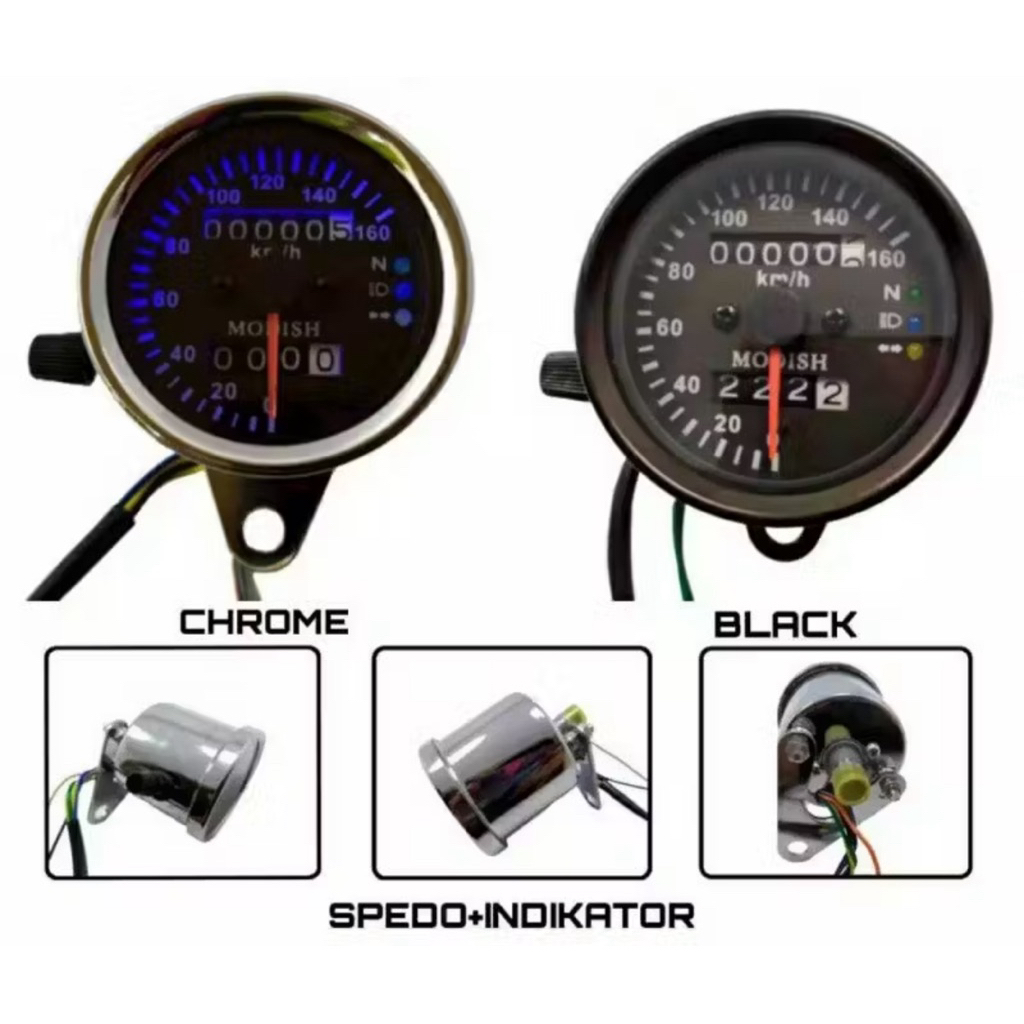 Speedometer Kilometer LED Motor Universal Bulat
