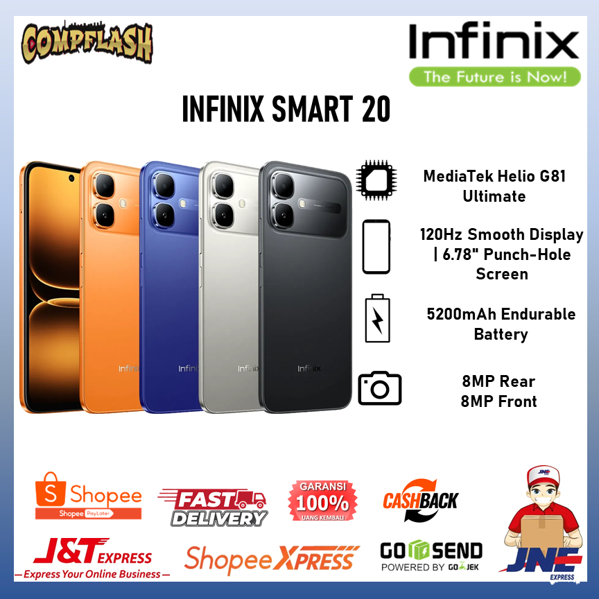 Infinix Smart 20 4/128GB Up to 8GB Extended RAM | 6.78" 120Hz | Helio G81 Ultimate