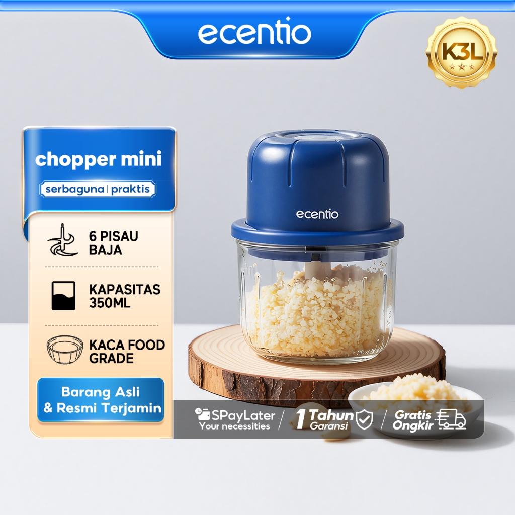 ecentio Kaca Mini Chopper Blender Portable 6 blades Bumbu kapsul Alat 304 stainless steel Electric g